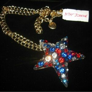 Vintage Betsey Johnson Patriotic Red, White, and Blue Large Star Pendant